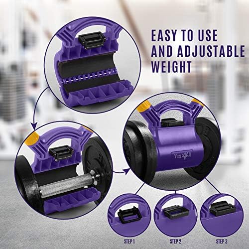 Yes4All N90Y Agarre Kettlebell, Amarillo y morado, Convierte mancuernas en Kettlebells