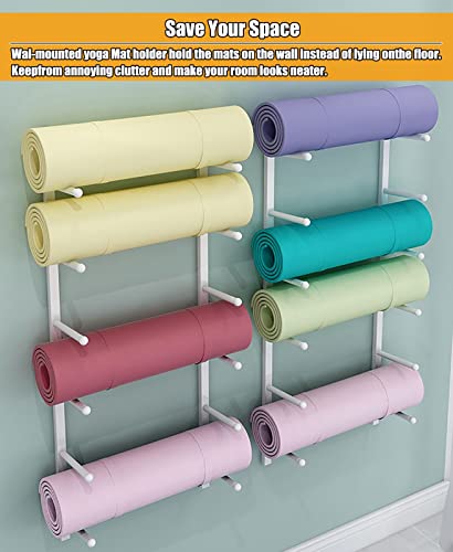 Yoga Accesorios Soporte para Esterilla de Yoga de Pared, Estante Metálico Colgante para Esterilla de Yoga, Yoga Mat Strap Foam Roller Resistance Band Storage Racks, Aparatos de Gimnasia en Casa
