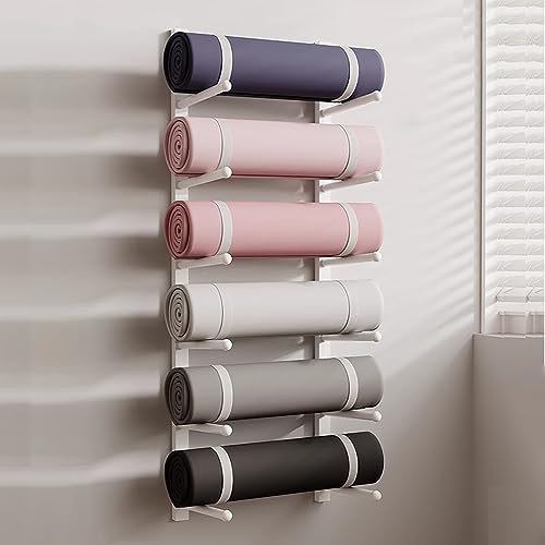 Yoga Accesorios Soporte para Esterilla de Yoga de Pared, Estante Metálico Colgante para Esterilla de Yoga, Yoga Mat Strap Foam Roller Resistance Band Storage Racks, Aparatos de Gimnasia en Casa