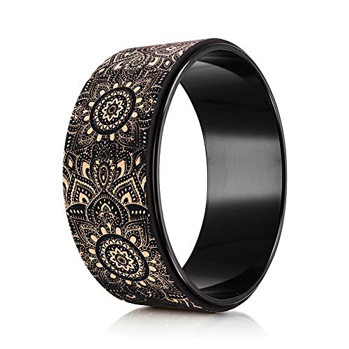 Yoga Design Lab | Rueda para Yoga | Calidad y Durabilidad | Acolchado y Cómodo | Antideslizante | Incluye guía de posturas | Diseñado para Inspirar (Mandala Cork)