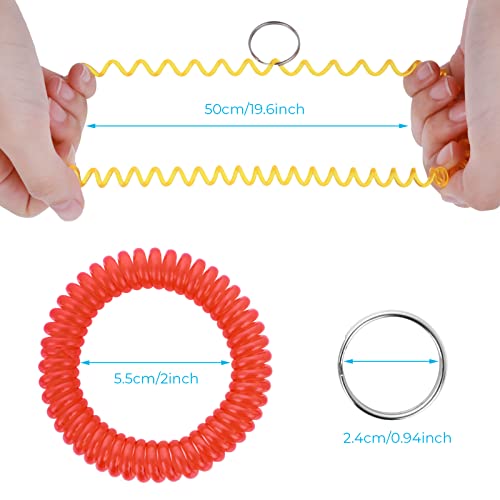 Yolev 6 Piezas Llavero Espiral Elastico Bobina de Muñeca Plástico Correa de Muñecas Resorte Pulsera Llaveros para Llaves Para Sauna Gimnasio Piscina Insignia de Identificación Deportes al Aire Libre