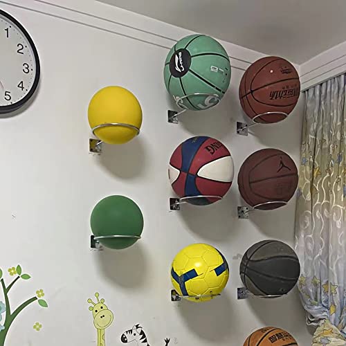 YOUDALIS 2Pcs Soporte de Pelota de Metal, Soporte de Pared para Balones de Exhibición, Soporte de Pared de Bola para Baloncesto, Rugby, Voleibol, Fútbol