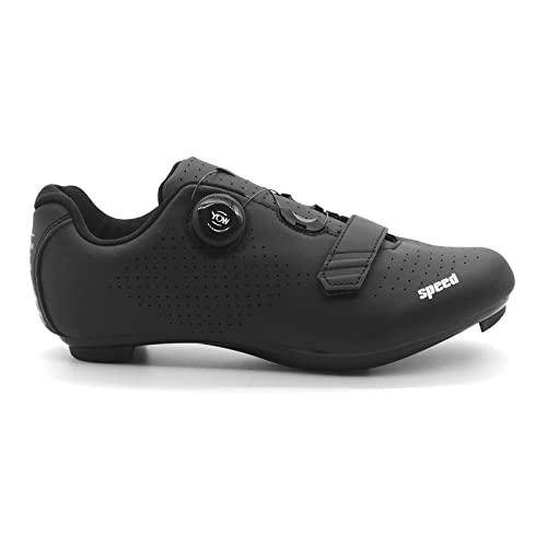 Zapatilla de Ciclismo Profesional Hombre Mujer Zapatos de Ciclismo de Antideslizantes SPD/SPD-SL Lock System para Bicicleta de Montaña/Carretera con Estilo de Encaje rápido Giratorio Negro 42 EU