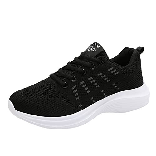 Zshosam Zapatillas deportivas para mujer, zapatillas de deporte para mujer, zapatillas de deporte, zapatos de negocios, planas, cómodas, antideslizantes, para exteriores, gimnasio, caminar, Negro ,
