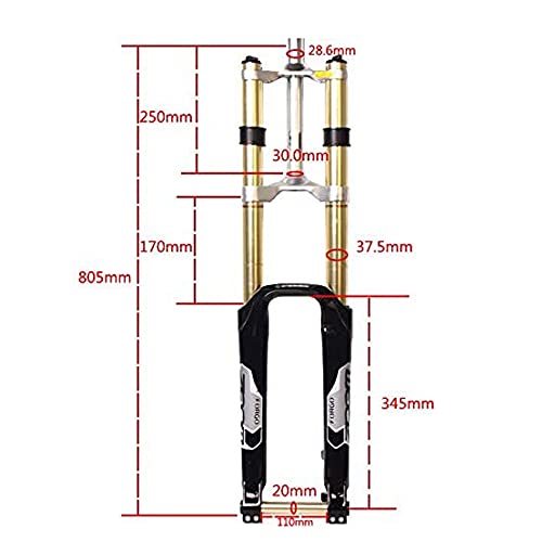 ZTZ [EU Stock Horquilla de suspensión de Bicicleta MTB 180 mm de Viaje, Bicicletas de aleación de magnesio Downhill Horquillas de 20 mm de Eje, 1-1/8"sin Rosca Bicicleta de montaña 27.5/29"