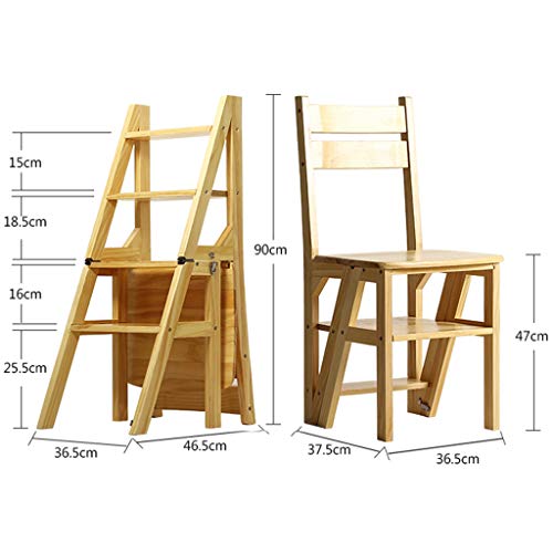 -Silla de Escalera Plegable de Madera Sólida de Pino Casero de Pasos Multifunción Heces de Madera de Madera Escalera Ascendente Ascendente Creativa de Doble Uso/Verde