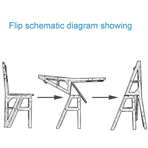 -Silla de Escalera Plegable de Madera Sólida de Pino Casero de Pasos Multifunción Heces de Madera de Madera Escalera Ascendente Ascendente Creativa de Doble Uso/Verde