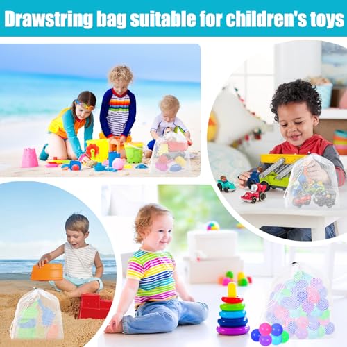 10 Bolsas de Malla de Nylon Blanco con Cordón, Portátil Bolsa Malla, Juego de Bolsas de Malla de PoliéSter, Organizador de Bolsa Rejilla para Pelotas, Juguetes, Fruta y Ropa (5x 18*25cm, 5x 25*30cm)