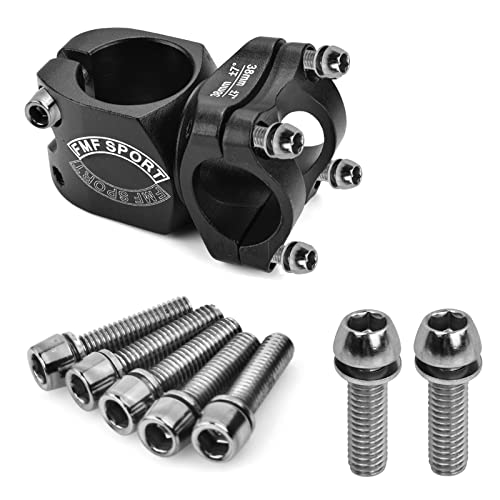 10 Piezas Pernos de Vástago de Bicicleta, M6x20mm Bicicleta Disco Freno Pinza Tornillos, Tornillos de Vástago de Bicicleta con Arandelas, Tornillos para Potencia de Bicicleta de Montaña (Black)