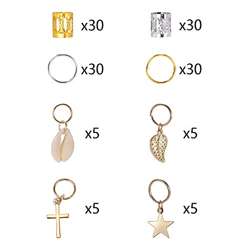 140 Piezas de Anillo de Rasta Puños de Dreadlocks de Aluminio de Accesorios de Clip de Pelo Trenzado, de Decoración de Pelo Bisutería de Trenza,decoración del cabello