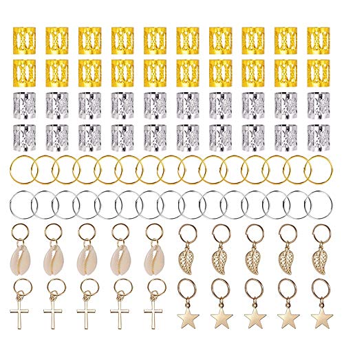 140 Piezas de Anillo de Rasta Puños de Dreadlocks de Aluminio de Accesorios de Clip de Pelo Trenzado, de Decoración de Pelo Bisutería de Trenza,decoración del cabello