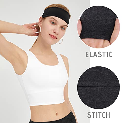 2 Bandas Anchas para el Cabello, Banda Negra para el Cabello de 9 cm de Ancho y Banda para el Cabello Gris Oscuro de 12 cm, Diadema Deportiva Absorbente del Sudor, Diadema elástica para Fitness