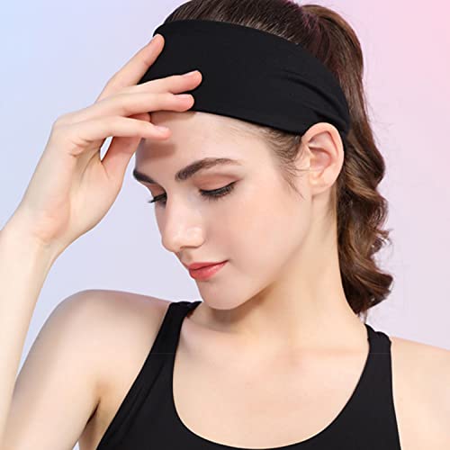 2 Bandas Anchas para el Cabello, Banda Negra para el Cabello de 9 cm de Ancho y Banda para el Cabello Gris Oscuro de 12 cm, Diadema Deportiva Absorbente del Sudor, Diadema elástica para Fitness