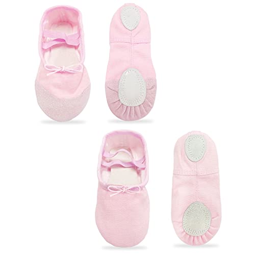 2 pares de zapatillas de ballet, zapatillas de ballet de lona, ​​zapatos de práctica de baile para niños, suela blanda, sin punta de cuero, zapatos con garra de gato, zapatos de baile para estudiantes