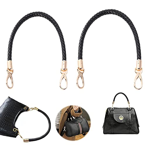 2 Piezas Asas para Bolsos Cuero, Correa Trenzada para Bolsos, Mango de Cuero Trenzado, Bolsos Correas de Bolso de Repuesto, Asas para Bolsos, Correa Trenzada para Bolsos de Mano de Cuero， con Ganchos