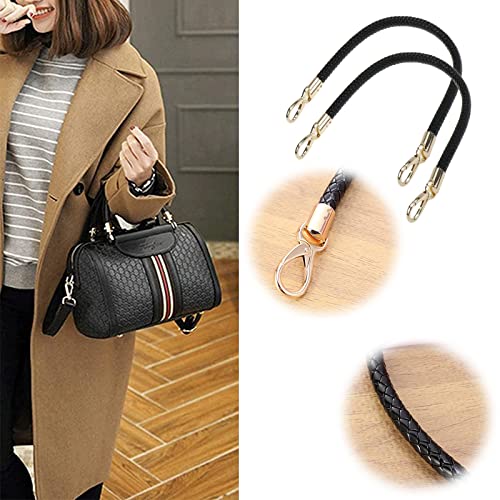 2 Piezas Asas para Bolsos Cuero, Correa Trenzada para Bolsos, Mango de Cuero Trenzado, Bolsos Correas de Bolso de Repuesto, Asas para Bolsos, Correa Trenzada para Bolsos de Mano de Cuero， con Ganchos