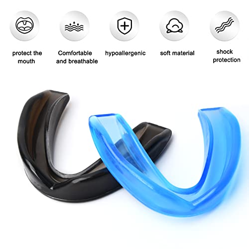 2 piezas Protector Bucal Boxeo de Color Azul y Negro Protección Dental Deportivacon con Estuche de Transporte protector bucal ortodoncia Gum Shield para Boxeo MMA Muay Thai Hockey y Deportes de Lucha