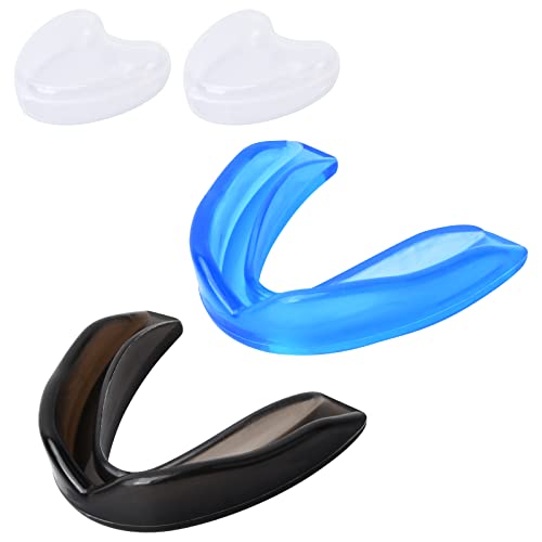 2 piezas Protector Bucal Boxeo de Color Azul y Negro Protección Dental Deportivacon con Estuche de Transporte protector bucal ortodoncia Gum Shield para Boxeo MMA Muay Thai Hockey y Deportes de Lucha