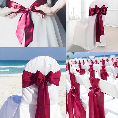 2 Rollos Cinta de Raso Satén Rojo ancho de 10 cm x 22 m, Cinta de Tela Seda Sólido de Poliéster Cinta de Satinado Anchas de Sólido Cinta de Costura de Adorno Roja oscuro para Envolver Regalo Navidad