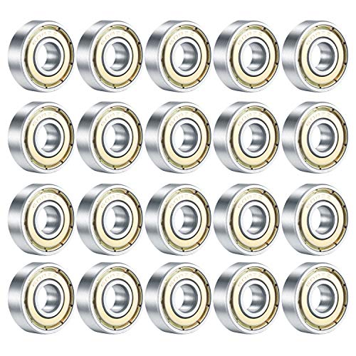 20 Piezas 608 ZZ Rodamientos de Bolas, 8x22x7 mm Doble Metal Shields Rodamientos Rígidos de Bolas, Rodamientos Skateboard para Patines, Patinetas y Scooters