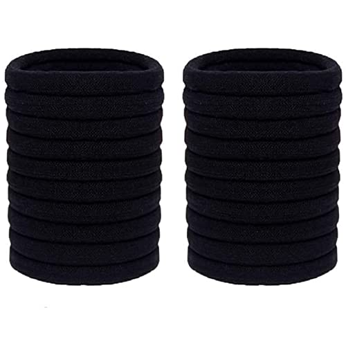 20 Piezas Goma de Pelo, Suaves Cintas Elásticas para el Pelo para Mujeres, Niñas, Bandas el Pelo Elásticas Fuertes Coletas para Cabello Grueso y Rizado,Negro
