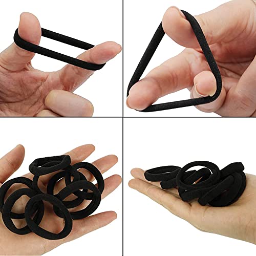 20 Piezas Goma de Pelo, Suaves Cintas Elásticas para el Pelo para Mujeres, Niñas, Bandas el Pelo Elásticas Fuertes Coletas para Cabello Grueso y Rizado,Negro