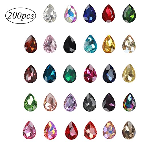 200 Piezas Gemas de Diamantes de imitación de Cristal Vidrio, Artesanías de pedrería de Colores, pedrería Gemas de Cristal, artesanías de Piedras Preciosas de Cristal pedrería Cristales de Cristal