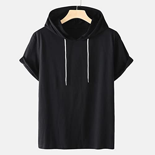 2022 Camiseta Manga Corta con Capucha para Hombre, Verano Color sólido Moda Diario Casuales T-Shirt Talla Grande Camisas Blusas Camiseta Cuello Redondo para Hombre Suave básica Camiseta Sencilla