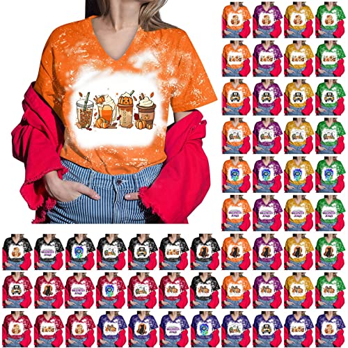 2023 Halloween elegante Y*2K camisa impresa para las mujeres casual Tie Dye Halloween manga corta Tops cuello redondo camiseta Túnica flor suelta lado blusa vestido largo verano, Le Noir, XXL