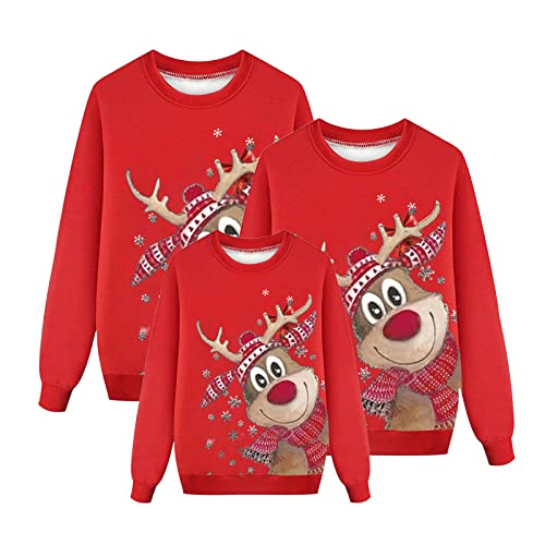2023 Sudaderas Navideñas Familiares Suéter de Invierno Jersey de Manga Larga Pullover Mujer Hombre Niño Niña Chica Chico Christmas Jumper Blusas Cuello Redondo Tops Talla Grande L