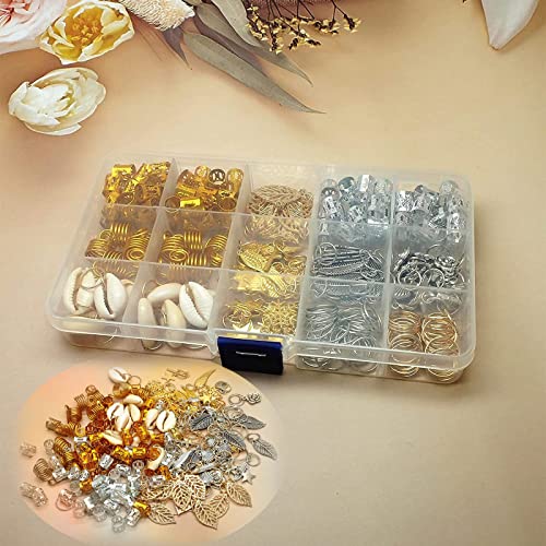 220 Piezas Anillos de Trenza de Pelo, Adornos para el Pelo, Accesorios Pelo Mujer, Joyas de Pelo Trenzado, Puños Metálicos para el Cabello, para Decorar el Cabello de Hombres y Mujeres