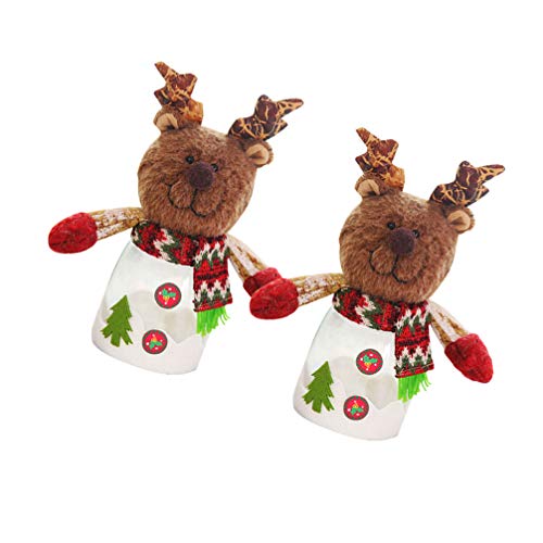 2pcs Tarro de caramelo de Navidad Renos Contenedor de almacenamiento de dulces de Navidad Tarro de caramelo de vacaciones Soporte de botella de regalo Mesa de Navidad Decoración de fiesta de Navidad