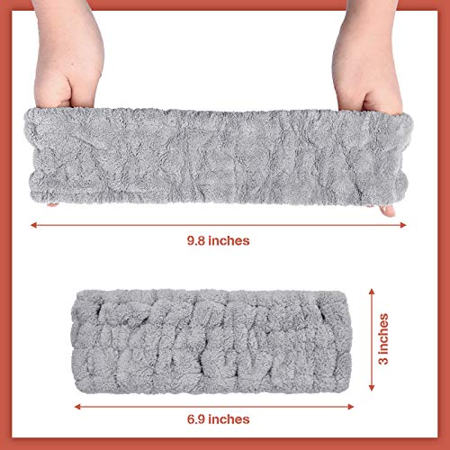 3 Diademas Faciales de Spa para Maquillaje y Lavar Cara Banda Facial de Cabeza para Spa Yoga Ducha Envoltura Elástica para Cabeza para Niña Mujer (Negro, Blanco, Gris Claro)