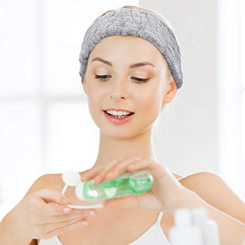 3 Diademas Faciales de Spa para Maquillaje y Lavar Cara Banda Facial de Cabeza para Spa Yoga Ducha Envoltura Elástica para Cabeza para Niña Mujer (Negro, Blanco, Gris Claro)