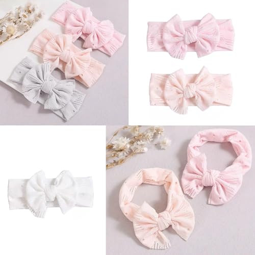 3 diademas para bebés y niñas, cinta para el pelo de bebé, cinta para el pelo para recién nacidos, niños pequeños, regalo para niñas, accesorios de fotografía (rosa, rosa claro, blanco)
