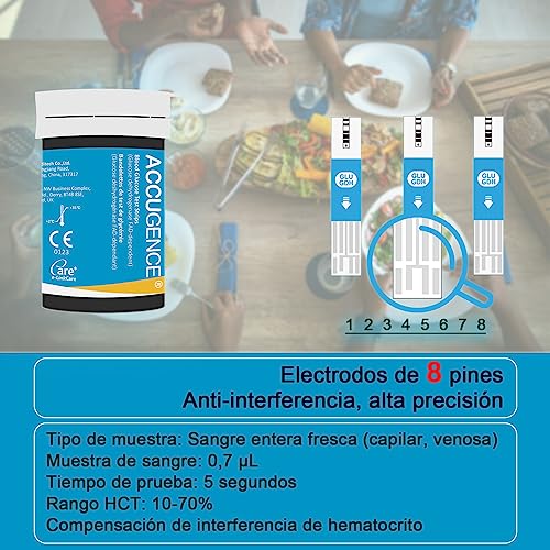 3 en 1 Medidor de Monitoreo Multifuncional para Ácido Úrico, Glucosa, Cetona Con tiras reactivas y lancetas (Menú A)