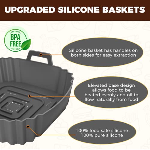 3 Pezzi Molde Silicona Freidora de Aire Sin Aceite en Lugar de Papel, Accesorios Compatible ad Air Fryer Philips Ninja Foodi Max Cosori Moulinex Tefal