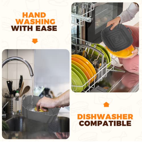 3 Pezzi Molde Silicona Freidora de Aire Sin Aceite en Lugar de Papel, Accesorios Compatible ad Air Fryer Philips Ninja Foodi Max Cosori Moulinex Tefal