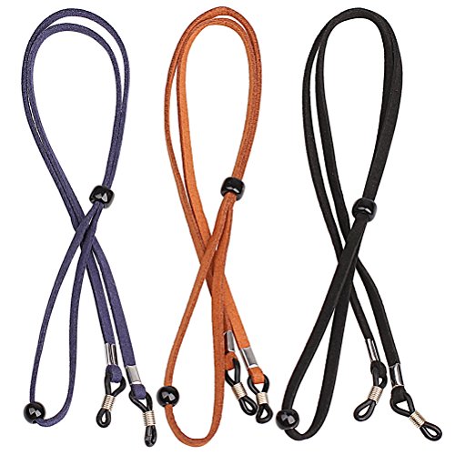 3 Piezas Cordón de Gafa, PU Correa de Gafa Ajustable Cuerda Gafas de Sol para Mujer Hombre Niño