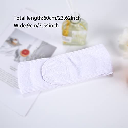 3 Piezas Diadema de Maquillaje,Pelo banda para maquillaje,Diadema Toalla Ajustable Pelo Banda,Diadema para lavado de cara,spa, belleza(Blanco)