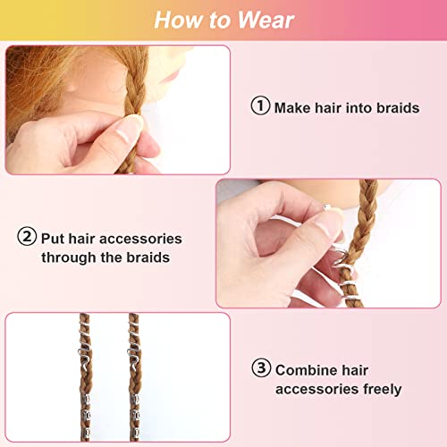 31 Piezas Anillos para Trenzas Adornos para el Pelo, Hip-Hop Anillos Ajustables Vikingos Accesorios para el Cabello Clips de Pelo Trenzas de Metal Hippie Hombres/Mujeres, Plateada