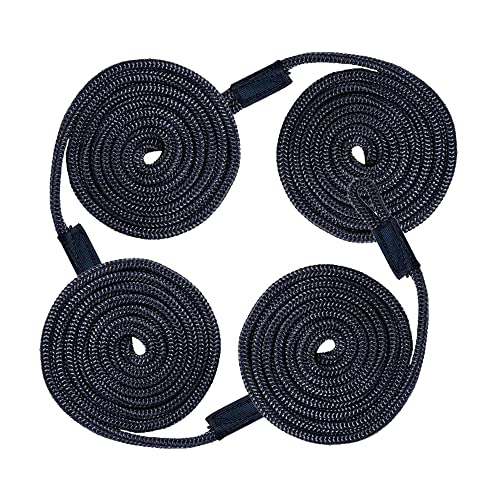 4 PCS Línea de Muelle de Barco, Cabo de Amarre y Fondeo para Barcos, Cuerda de Navegación para Accesorios de Barco Pontón Jet Ski Kayak, Muelle Cuerda Barco Azul Marino, 6mm*1.5M
