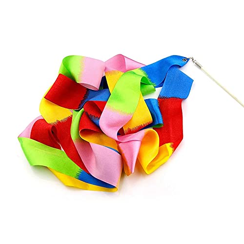 4Pcs 2 Metros Cintas de Baile, Gimnasias Rítmicas Cinta Niños Streamers Artístico Baton Twirling con Palo para Baile Artístico para Niños