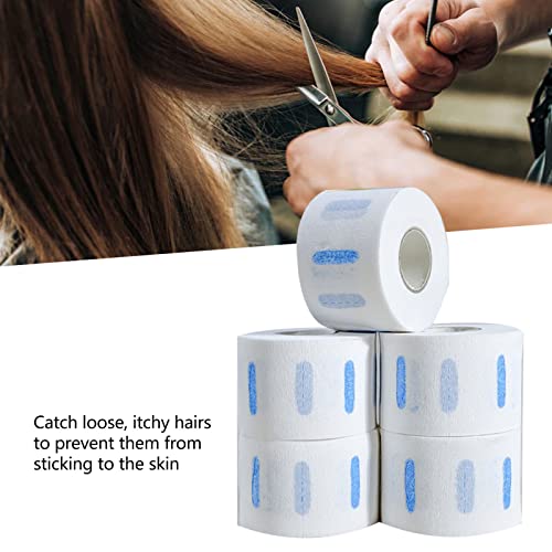 5 Rollos de Tiras para el Cuello de Peluquero, Tiras para el Cuello de Diseño Cerrado, Herramienta de Peluquería de Papel, Tiras para el Cuello para Cortar el Cabello (blanco)
