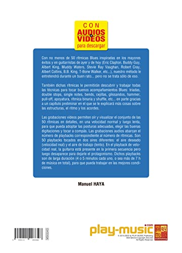 50 rítmicas blues a la guitarra (Libro de gran formato con grabaciones audios y vídeos para descargar)