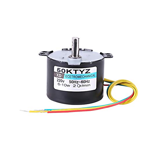 50KTYZ AC 220V 10W 0.5A Motor síncrono de imán permanente eléctrico de baja velocidad pequeño CW/CCW 2.5/20RPM Metal de alto par orientado para plato giratorio de asador(20 revolutions)