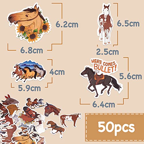 50pcs Pegatinas de Caballos Stickers Aesthetic para Portátil Equipaje Decoración Infantiles Regalo