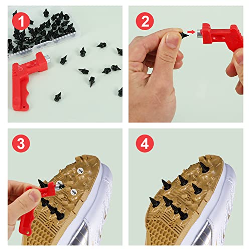 56 Uds Clavos Atletismo Velocidad, 6,35 mm Clavos Atletismo con Llave para Zapatillas de Clavos Clavos para Zapatos Piramidales para Zapatos Deportivos Salto de Altura Senderismo (Negro)