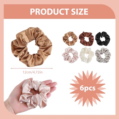 6 pcs scrunchies para el pelo, gomas elásticas de seda para mujeres, gomas para el pelo suaves para mujeres y niñas