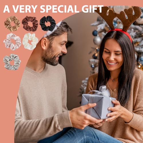 6 pcs scrunchies para el pelo, gomas elásticas de seda para mujeres, gomas para el pelo suaves para mujeres y niñas